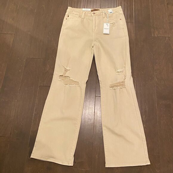 NWT Judy Blue Jeans Women 15 32 Cream Bone High Rise Distressed 90s JB88823 C-CO - Picture 4 of 16
